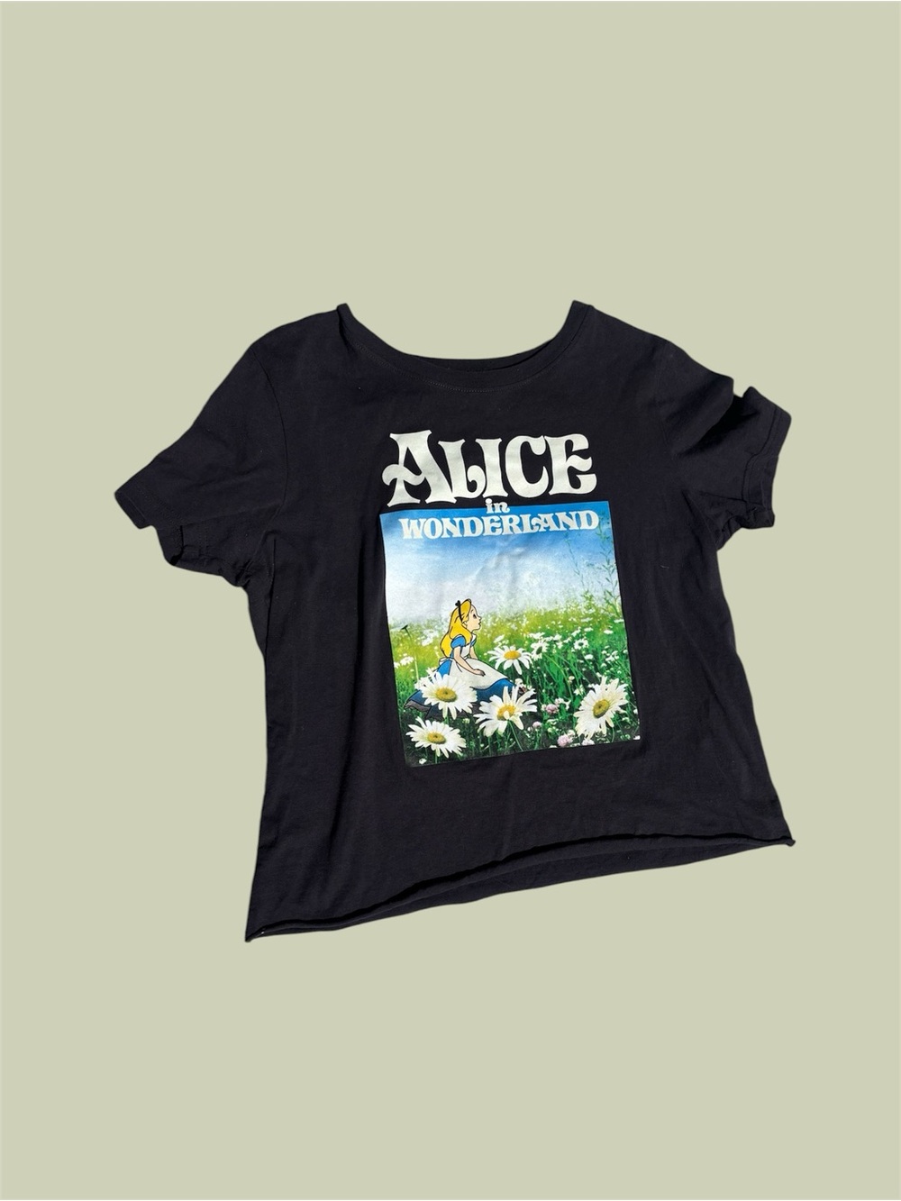 Disney Black Alice in Wonderland Graphic Crop Top